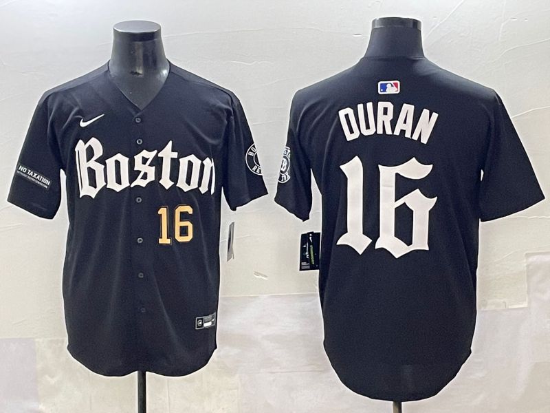 Men 2025 Boston Red Sox #16 Duran Black Five generations Joint Name Nike MLB Jersey style 8->san diego padres->MLB Jersey